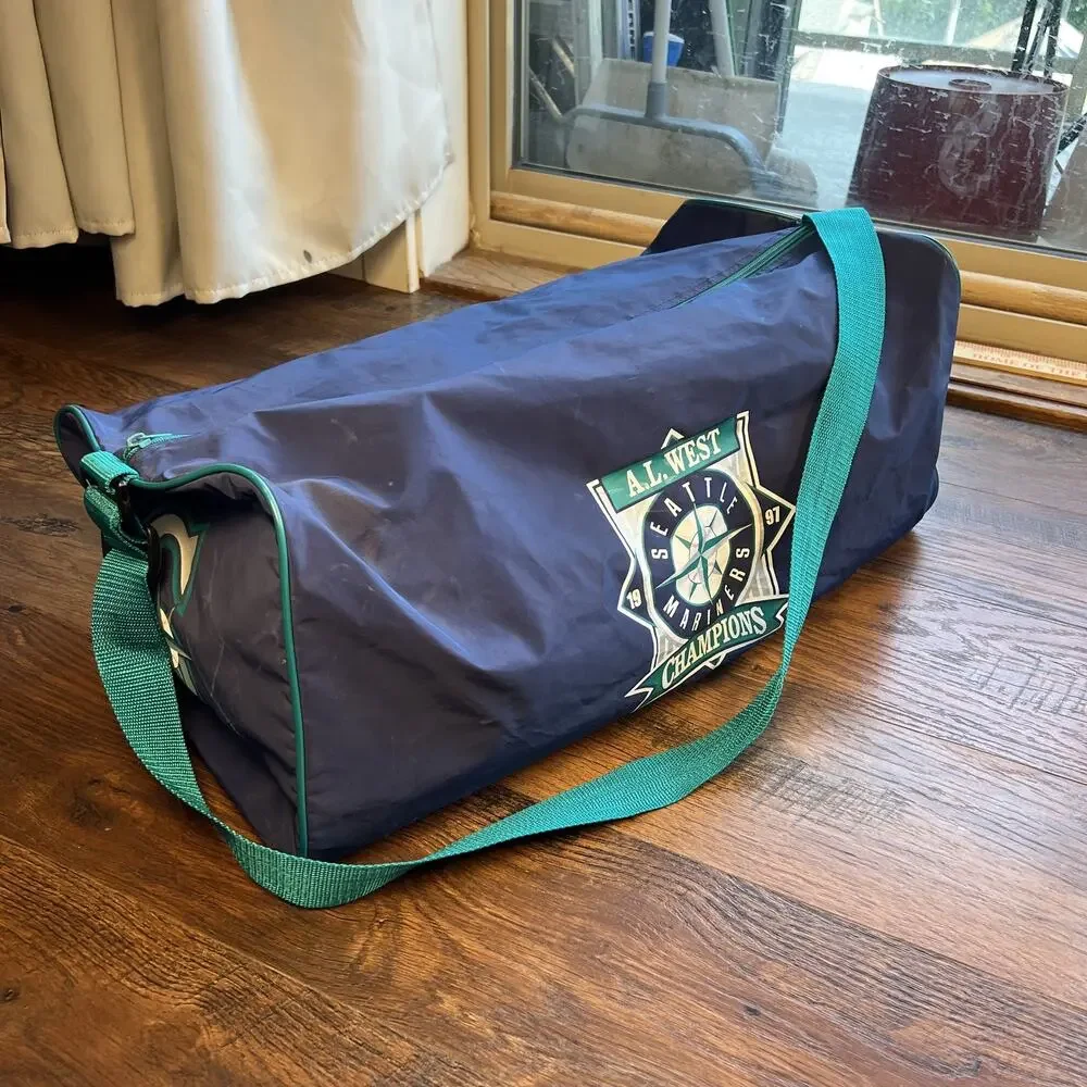 Vintage 1997 Seattle Mariners AL West Champions Duffle Bag Navy Teal MLB